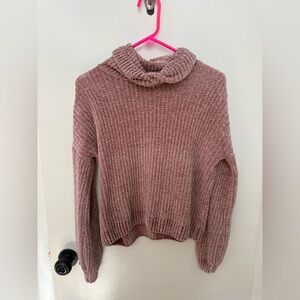 Pink Rose Cowl Neck Sweater